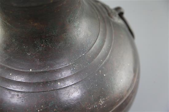 A Chinese bronze wine vessel, Hu, Han dynasty, height 43.5cm